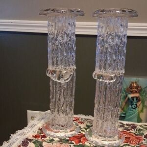 Elegant Glass Candle Holders Clear Heavy